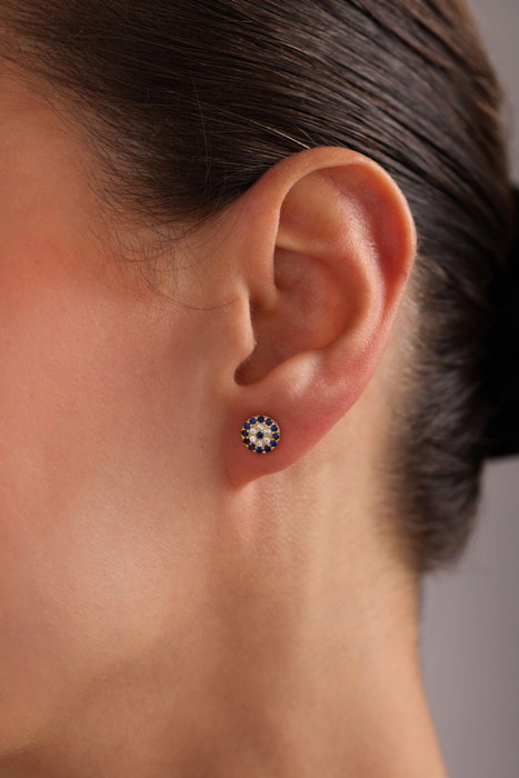 Heliophilia Silver Pendientes Plata de Ley 925 Baño Oro Dorados y Azul Oscuro NRZ999858 Elegantes